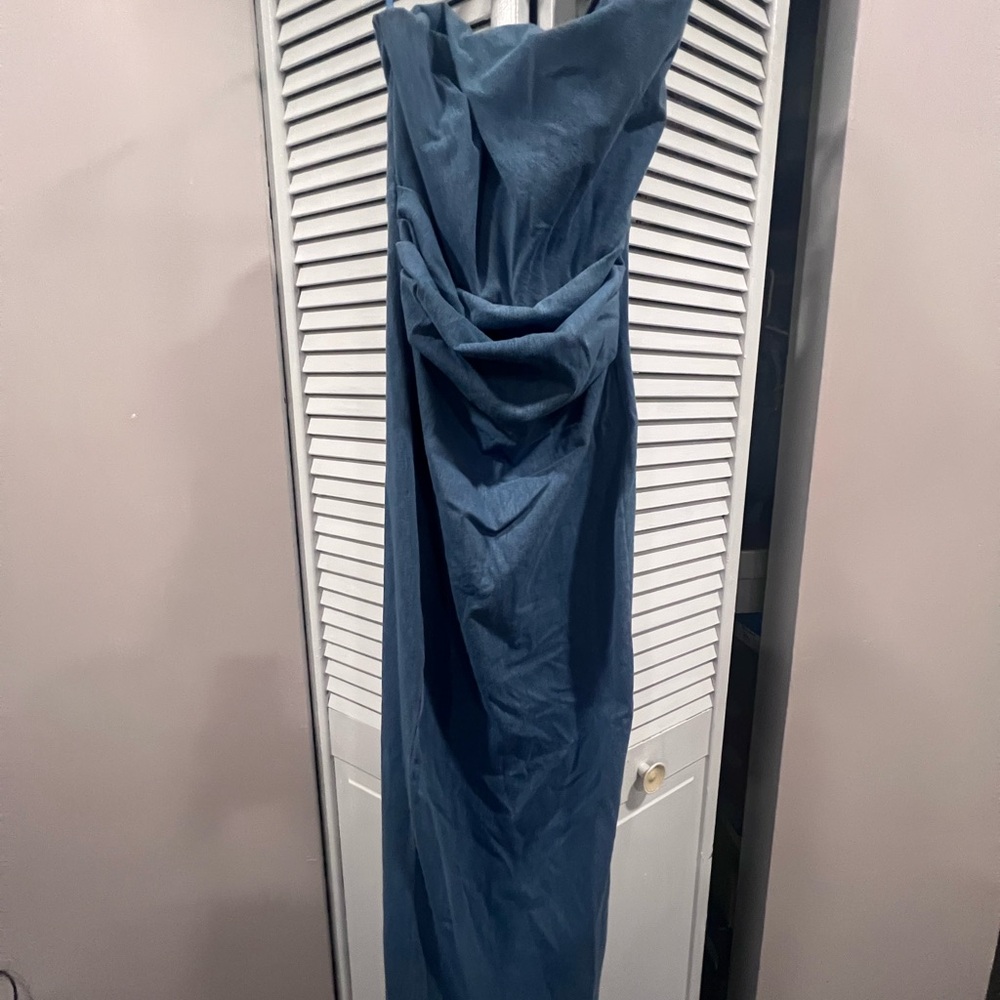 JLUXLABEL Strapless Navy Dress